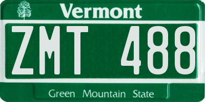 VT license plate ZMT488