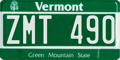 VT license plate ZMT490
