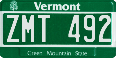 VT license plate ZMT492