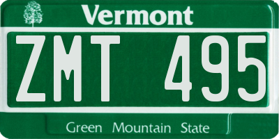 VT license plate ZMT495