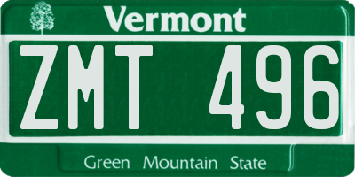 VT license plate ZMT496