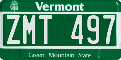 VT license plate ZMT497