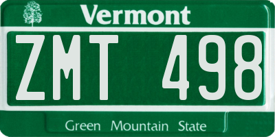VT license plate ZMT498