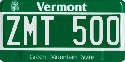 VT license plate ZMT500