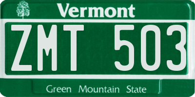 VT license plate ZMT503
