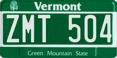 VT license plate ZMT504