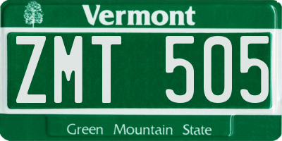 VT license plate ZMT505