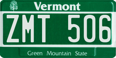 VT license plate ZMT506