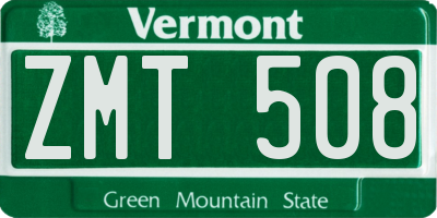 VT license plate ZMT508