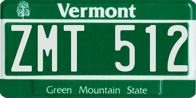 VT license plate ZMT512