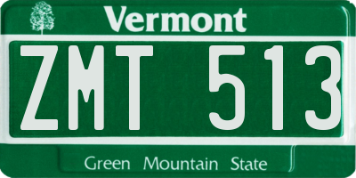 VT license plate ZMT513