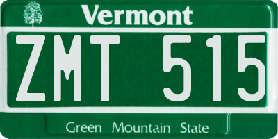 VT license plate ZMT515
