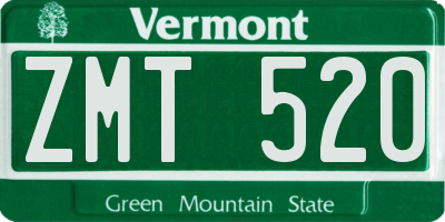 VT license plate ZMT520