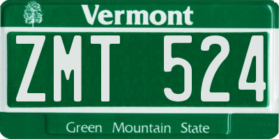 VT license plate ZMT524