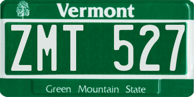 VT license plate ZMT527