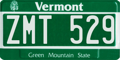 VT license plate ZMT529
