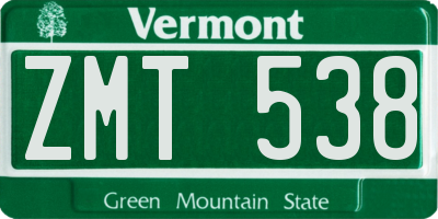 VT license plate ZMT538