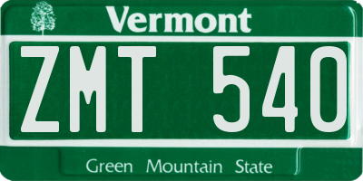 VT license plate ZMT540