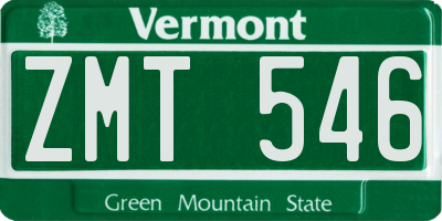 VT license plate ZMT546