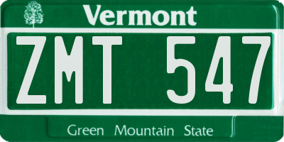 VT license plate ZMT547