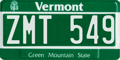 VT license plate ZMT549