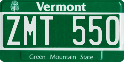 VT license plate ZMT550