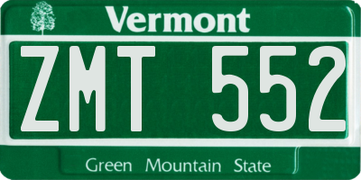 VT license plate ZMT552