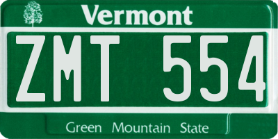 VT license plate ZMT554