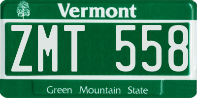 VT license plate ZMT558
