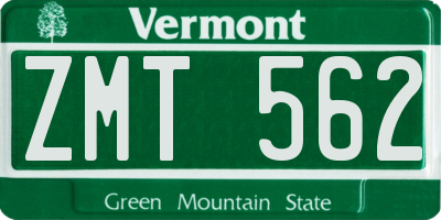 VT license plate ZMT562