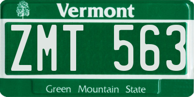 VT license plate ZMT563