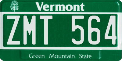 VT license plate ZMT564