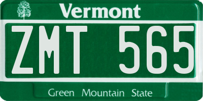 VT license plate ZMT565