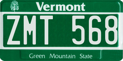 VT license plate ZMT568