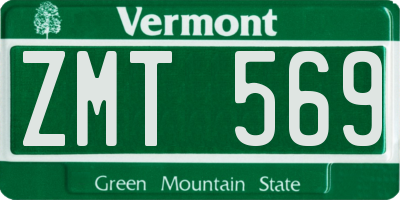 VT license plate ZMT569