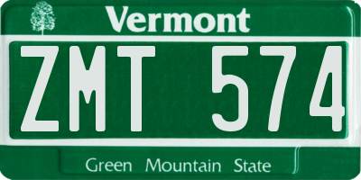 VT license plate ZMT574