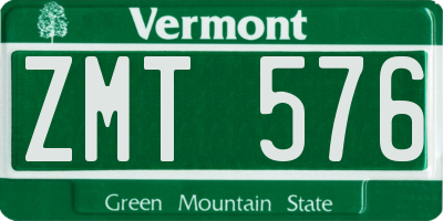 VT license plate ZMT576