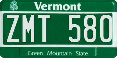 VT license plate ZMT580