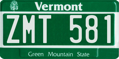 VT license plate ZMT581