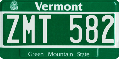 VT license plate ZMT582