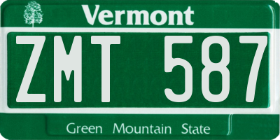 VT license plate ZMT587