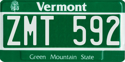 VT license plate ZMT592