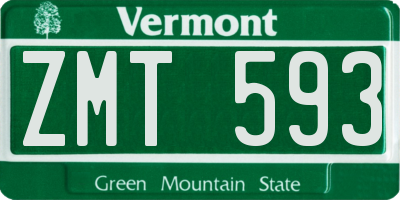 VT license plate ZMT593
