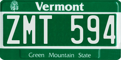 VT license plate ZMT594
