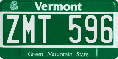 VT license plate ZMT596