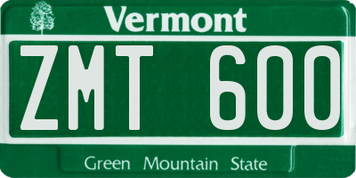 VT license plate ZMT600