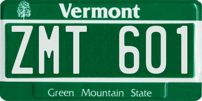 VT license plate ZMT601