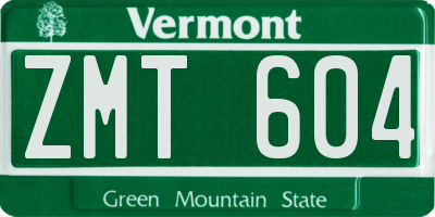 VT license plate ZMT604