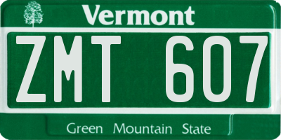 VT license plate ZMT607