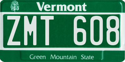 VT license plate ZMT608
